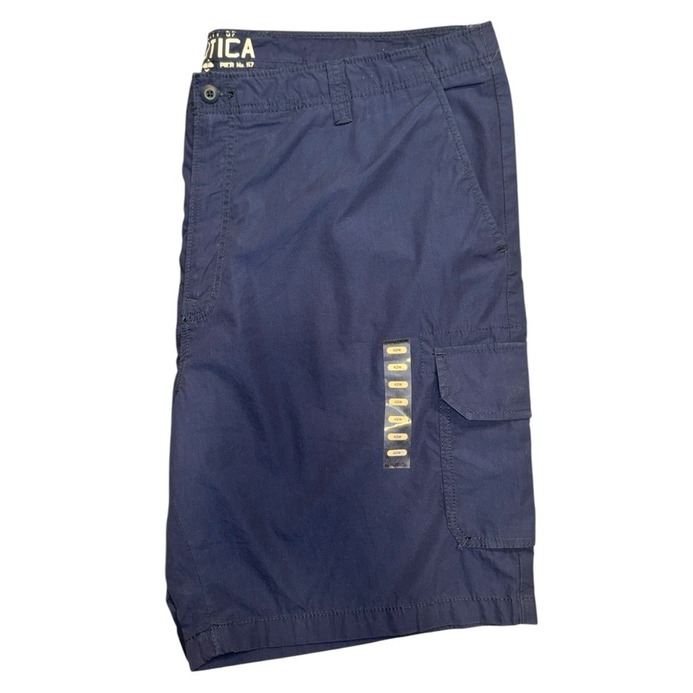 Nautica Shorts Mens 42W Navy Blue Pier 57 Cargo Casual NWOT